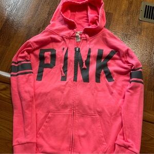 Victoria secret pink full zip up hoodie size xsmall. Pink color